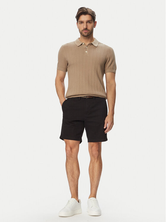 Jack & Jones Jack & Jones Pantalon scurți din material Adam Belted 12288603 Negru Regular Fit