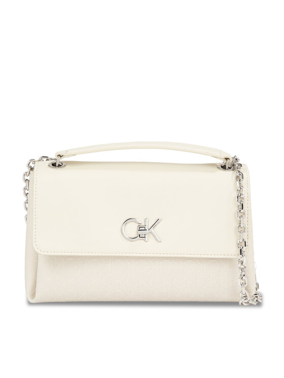 Geantă Calvin Klein Re-Lock Conv Shoulder Bag_Jcq K60K611755 Écru