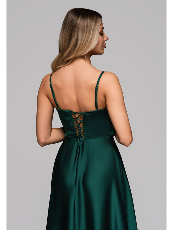 Ombre Ombre Sukienka wieczorowa LA-OM-DLR267 Zielony Regular Fit