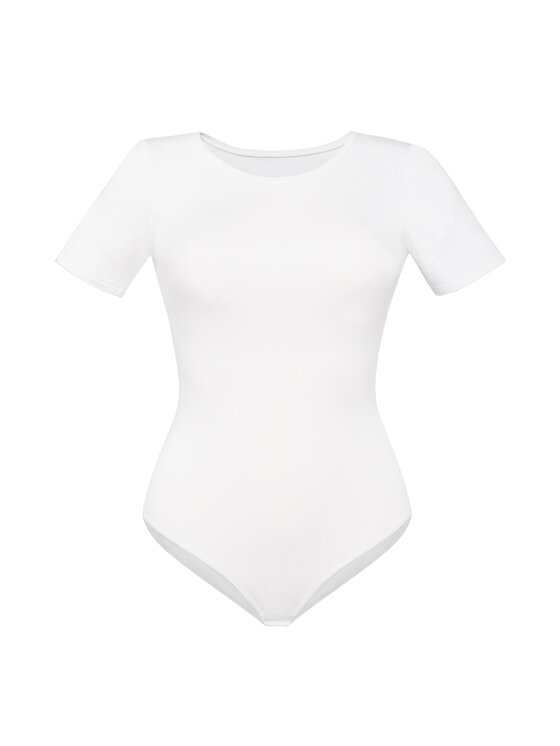 Teyli Teyli Body T-shirt damski okrągły dekolt Shirty Biały Regular Fit