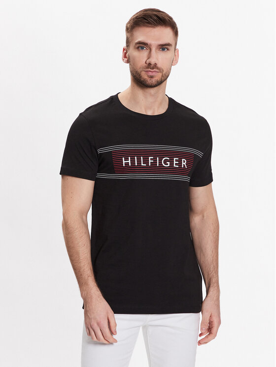 Tommy Hilfiger Majica Brand Love Chest MW0MW30035 Črna Slim Fit