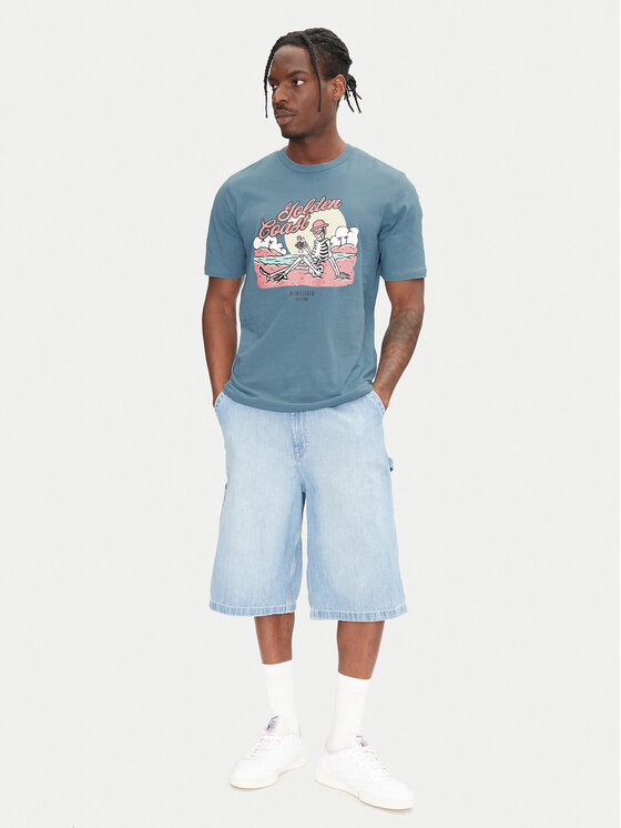 Jack & Jones Jack & Jones Tričko Eljah 12268472 Modrá Relaxed Fit