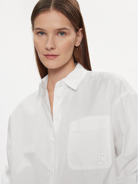 Tommy Hilfiger Tommy Hilfiger Camicia Essential WW0WW40540 Bianco Loose Fit