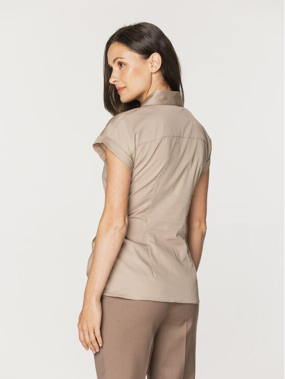 Willsoor Willsoor Koszula 61359 Beżowy Regular Fit
