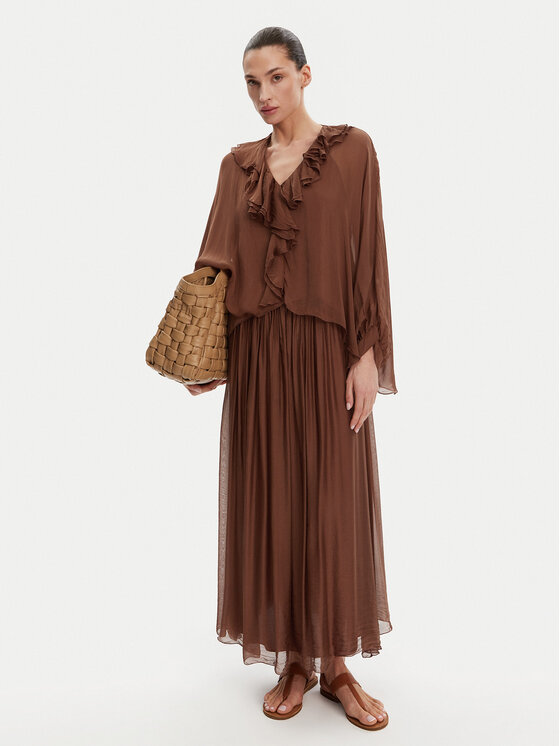 ViCOLO ViCOLO Midi szoknya TD0022 Barna Regular Fit