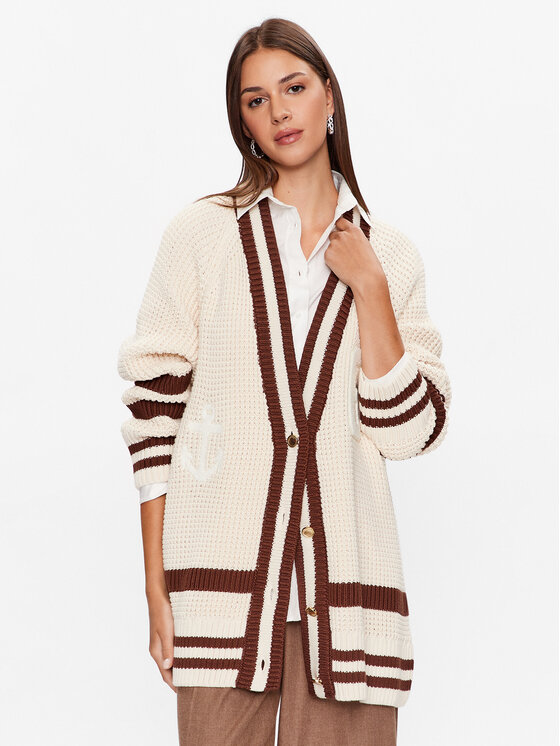 Gant Pletena jopica Varsity 4803159 Bež Oversize