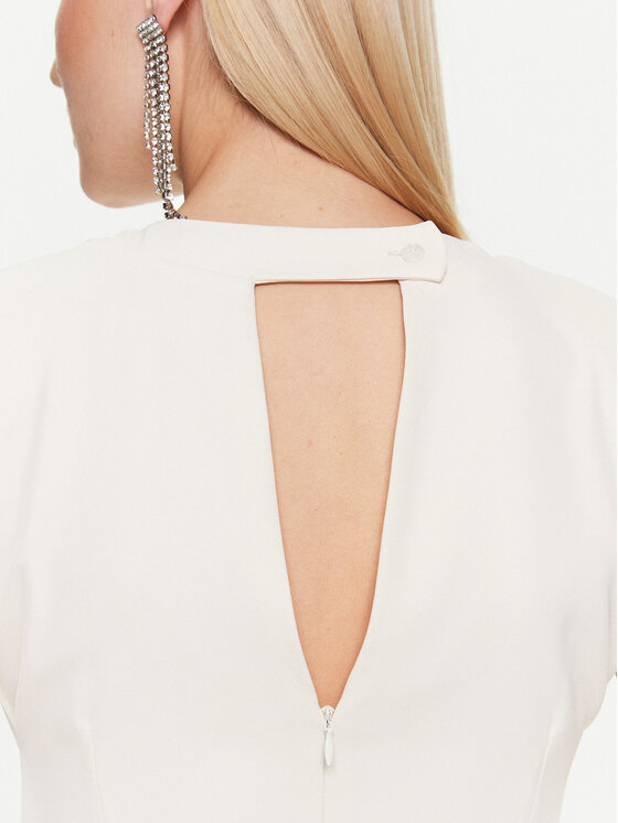 Kontatto Kontatto Kokteilinė suknelė NO1006 Écru Slim Fit