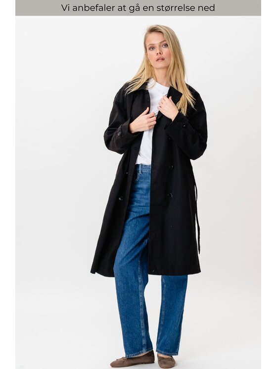 TeeShoppen TeeShoppen Płaszcz Trenchcoat linea Czarny Regular Fit
