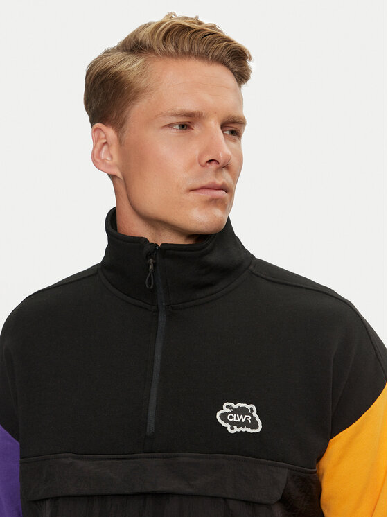 Colourwear Colourwear Majica dugih rukava Bloc Half Zip 70102538 Crna Regular Fit