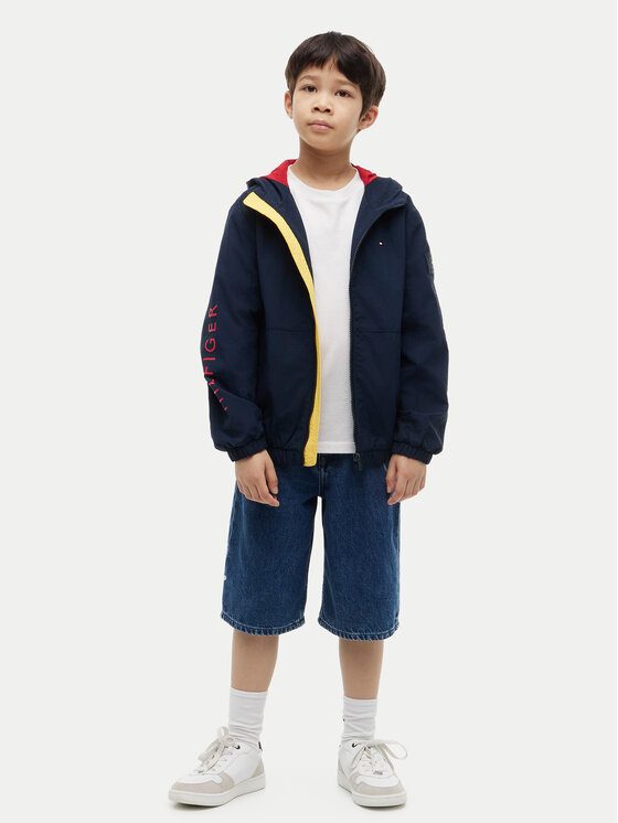 Tommy Hilfiger Tommy Hilfiger Prehodna jakna Windbreaker Graphic KB0KB10587 Mornarsko modra Regular Fit