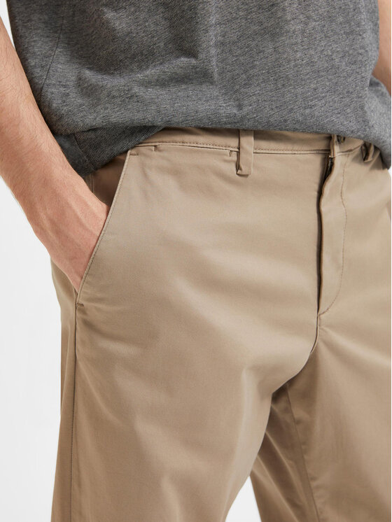 Selected Homme Selected Homme Kalhoty z materiálu New 16087665 Béžová Regular Fit