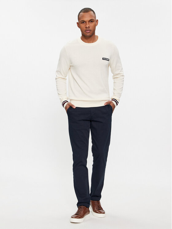 Tommy Hilfiger Tommy Hilfiger Maglione Global Stripe Crew Nk MW0MW33502 Écru Regular Fit