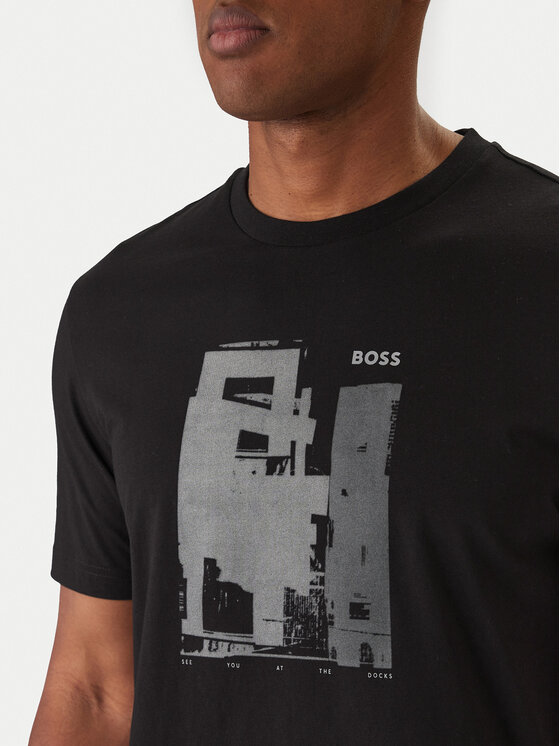 BOSS BOSS T-särk Imprint 50556007 Must Regular Fit