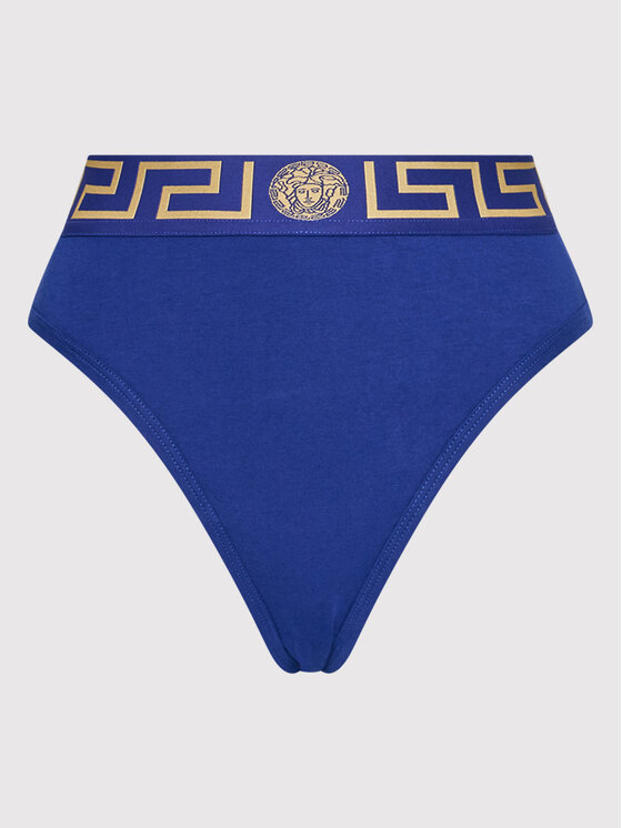 Versace Mutande classiche a vita alta Greca Border AUD01050 Blu