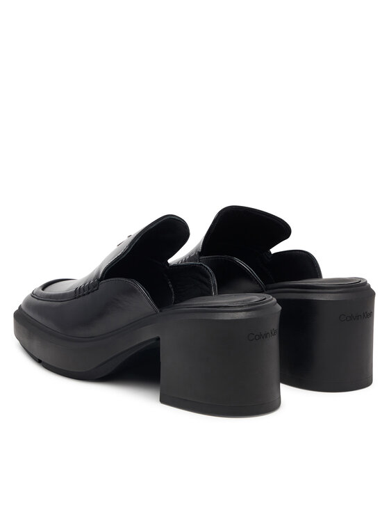 Calvin Klein Calvin Klein Şlapi Block Heel Mule Lth Hdw HW0HW03175 Negru