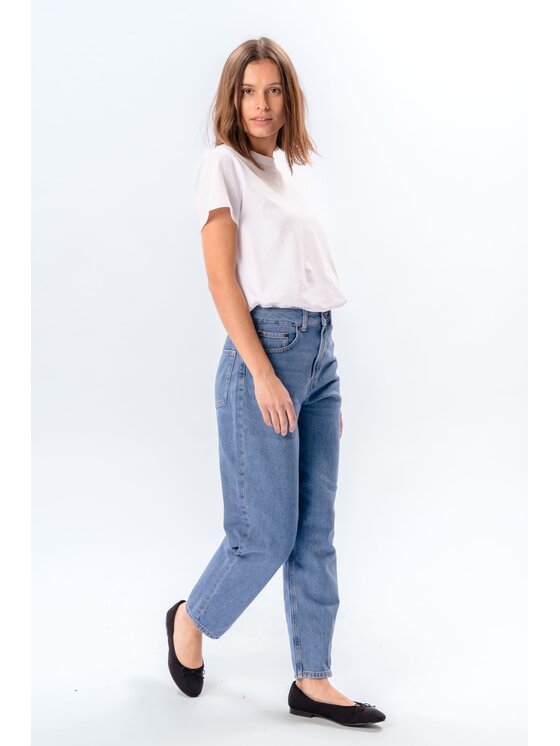 TeeShoppen TeeShoppen Jeansy Oryginalne dżinsy Mom Performance Niebieski Boyfriend Fit