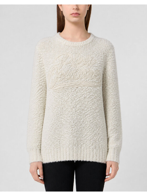 PHILIPP PLEIN PHILIPP PLEIN Sweter 26369 Biały Regular Fit
