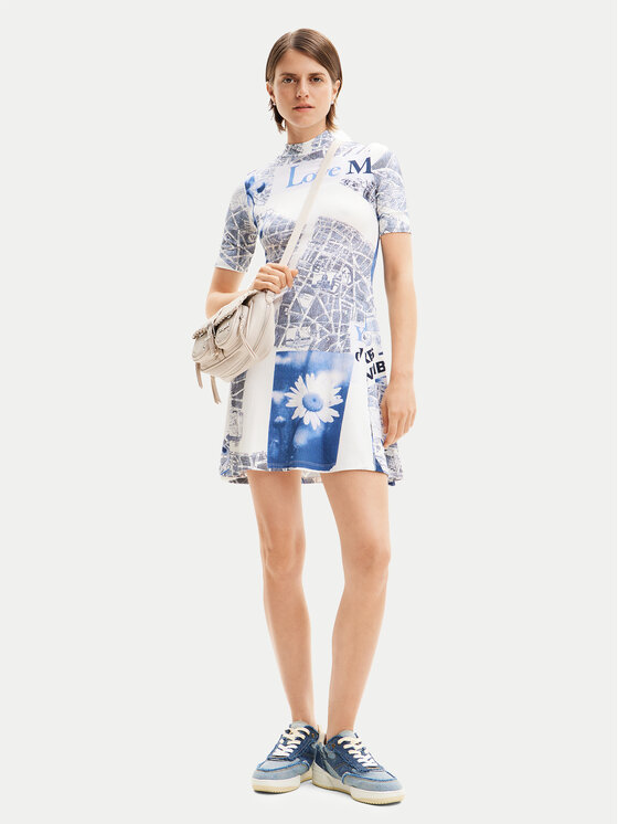 Desigual Desigual Rochie de zi MONSIEUR CHRISTIAN LACROIX Clavelitos 24SWVK54 Albastru Regular Fit
