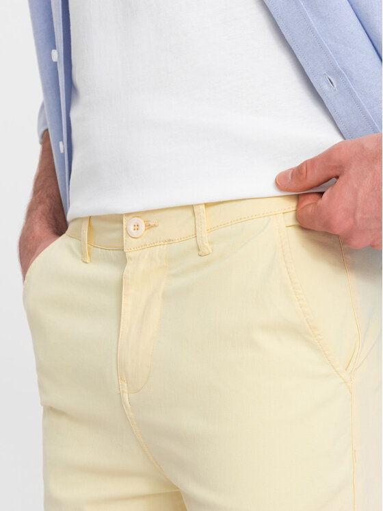 Ombre Ombre Chinosy W421 Żółty Regular Fit