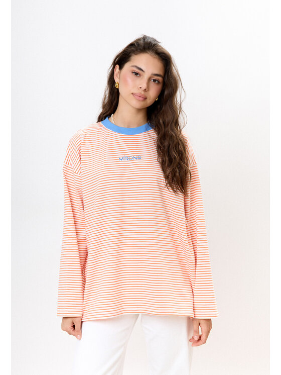 Mirons Mirons Longsleeve Long paski Pomarańczowy Oversize