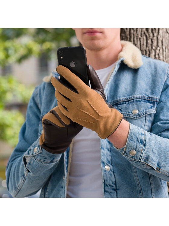 napo gloves napo gloves Rękawiczki Męskie napoSUEDE (brązowy/jasny brązowy) M Brązowy