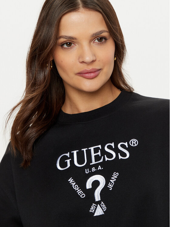 Guess Guess Μπλούζα V5RQ12 KC3D2 Μαύρο Regular Fit