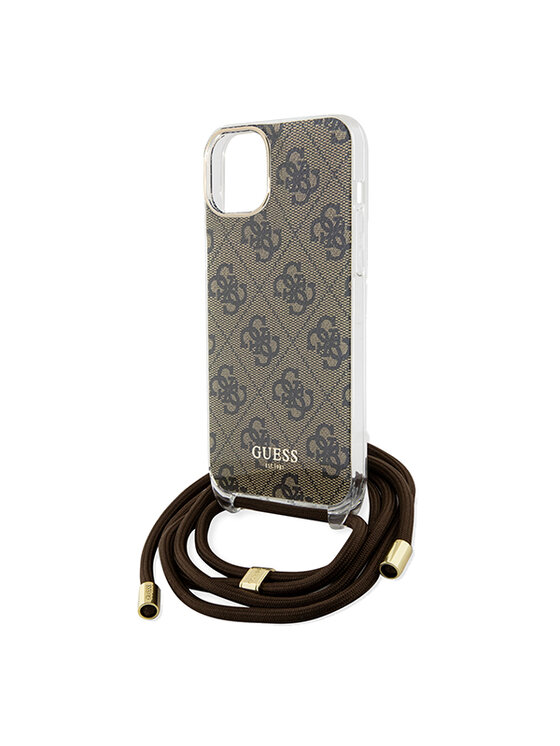 Guess Guess Etui na telefon iPhone 15 Brązowy