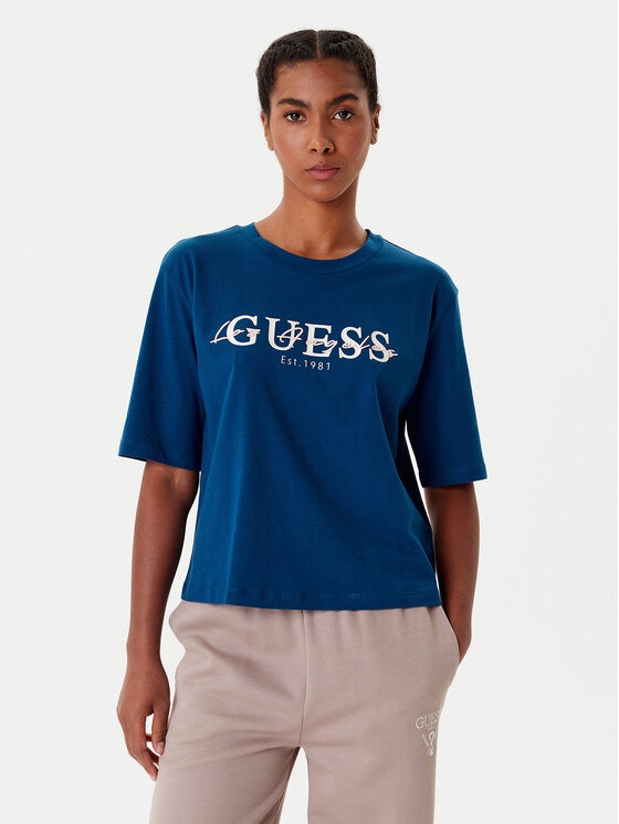 Guess Guess Тишърт V5YI02 I3Z14 Син Boxy Fit