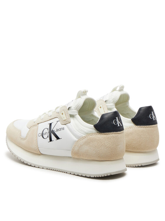 Calvin Klein Jeans Calvin Klein Jeans Sneakersy Runner Sock Laceup Ny-Lth Wn YW0YW00840 Biela