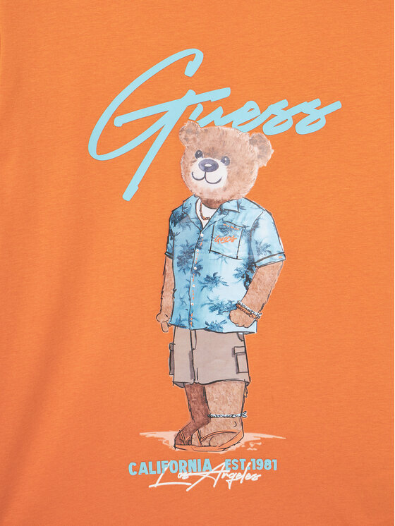 Guess Guess Majica L6GI09 K8HM4 Oranžna Regular Fit