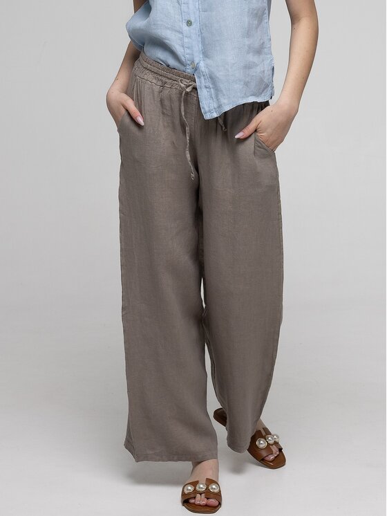 Perso Perso Spodnie materiałowe PTE267299F Beżowy ciemny Wide Leg