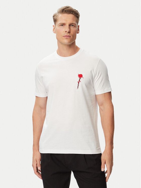 HUGO Tricou Diflow 50574447 Alb Regular Fit