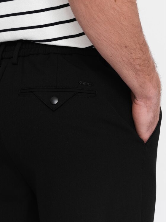 Ombre Ombre Kalhoty z materiálu OM-PACP-0158 Černá Chino Fit