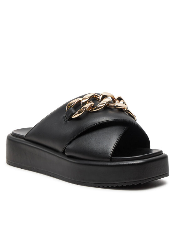 Buffalo Buffalo Pantoletten Mia Cross Chain 1602227 Schwarz