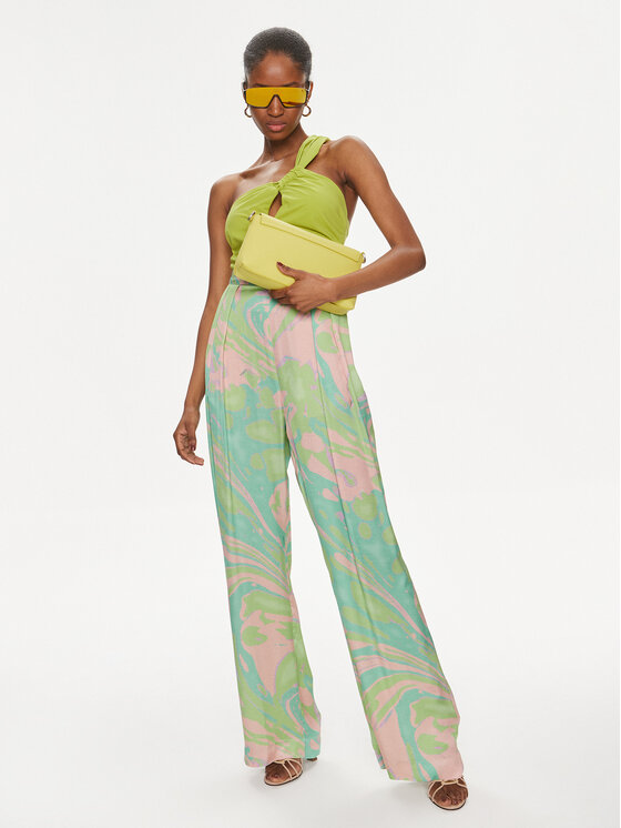 PINKO Pinko Stoffhose Penati 103123 A1NQ Grün Wide Leg