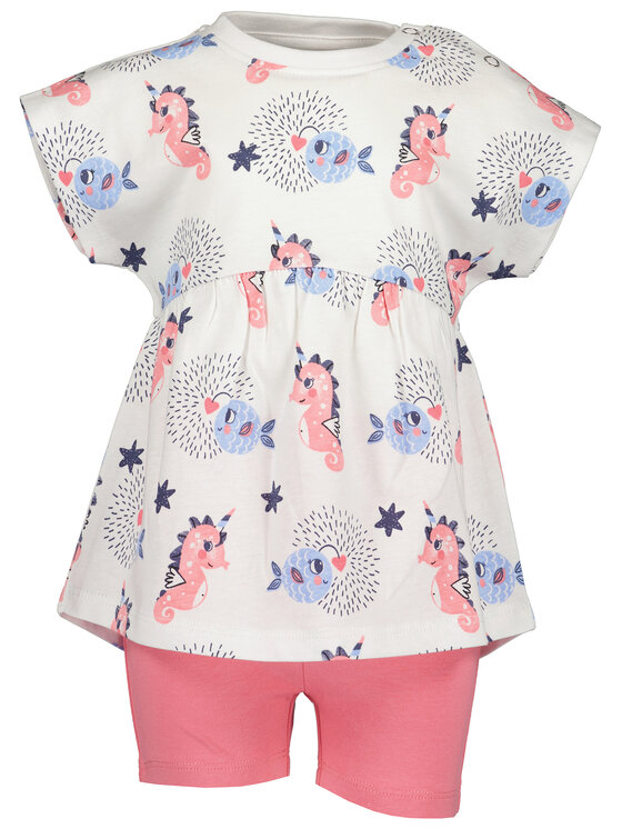 Blue Seven Blue Seven Marškinėlių ir šortų komplektas 914519 X Balta Regular Fit