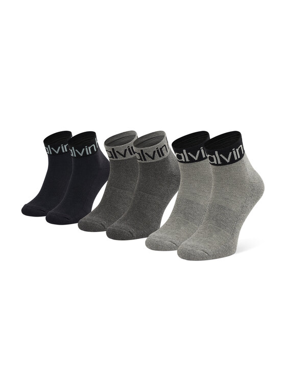 Calvin Klein Комплект 3 чифта дълги чорапи мъжки 701218722 Сив