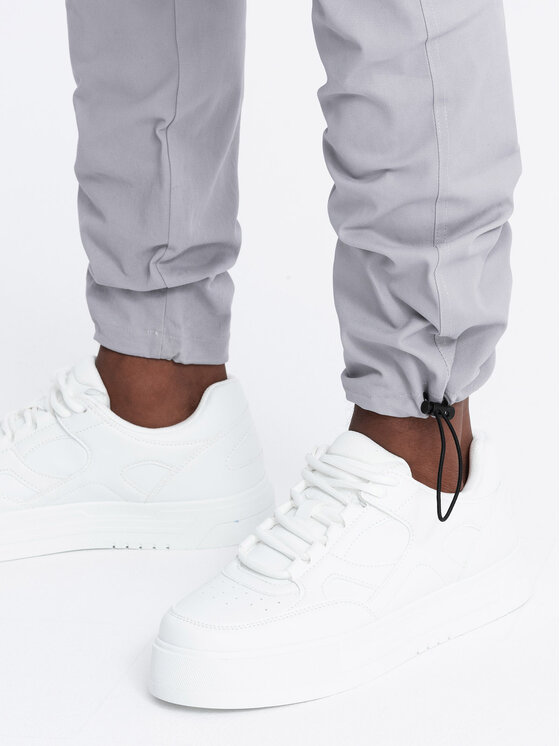 Ombre Ombre Spodnie cargo OM-PACG-0196 Szary Regular Fit