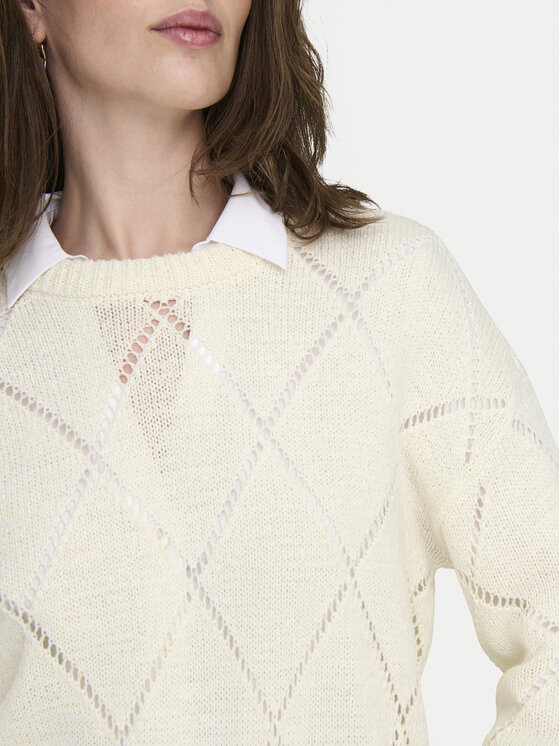ONLY ONLY Sveter Geena 15339575 Écru Relaxed Fit