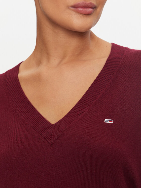 Tommy Jeans Tommy Jeans Pulover Essential DW0DW18670 Bordo rdeča Regular Fit