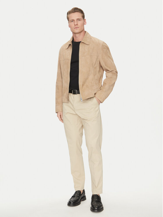 BOSS BOSS Geacă de piele H-Malbano5 50528014 Bej Regular Fit