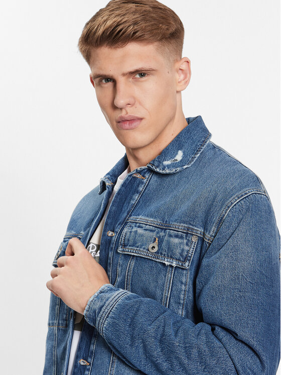 Pepe Jeans Pepe Jeans Teksajakk Young Bandana PM402673 Sinine Regular Fit