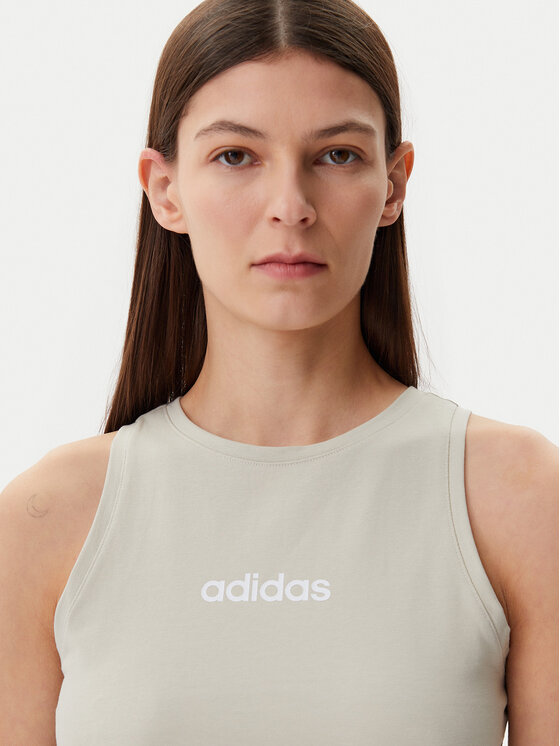 adidas adidas Top Essentials Linear JC5790 Bej Slim Fit