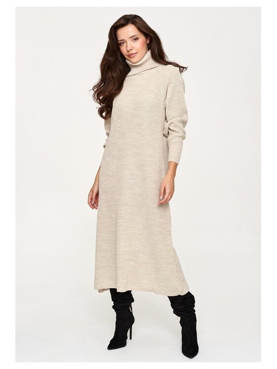Makadamia Makadamia Sweter S181 Beżowy Loose Fit