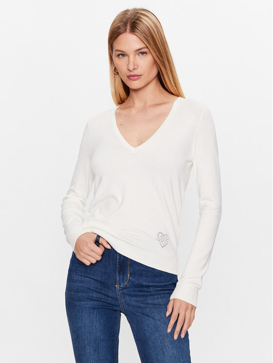 Liu Jo Pulover WF3127 MA18F Alb Regular Fit