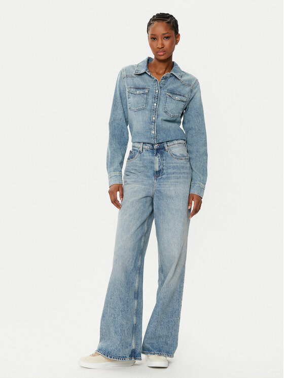 Tommy Hilfiger Tommy Hilfiger džinsiniai marškiniai WW0WW43730 Mėlyna Slim Fit