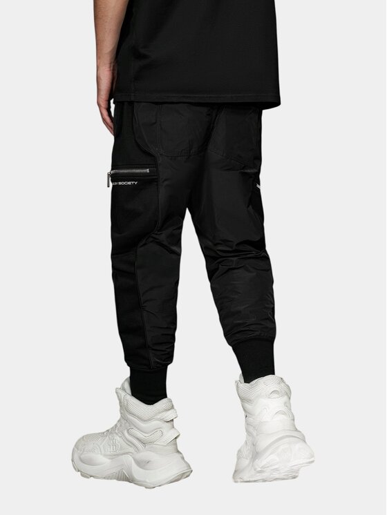 MADE BY SOCIETY MADE BY SOCIETY Spodnie materiałowe Pantaloni cargo - P16809 Czarny Basic Fit