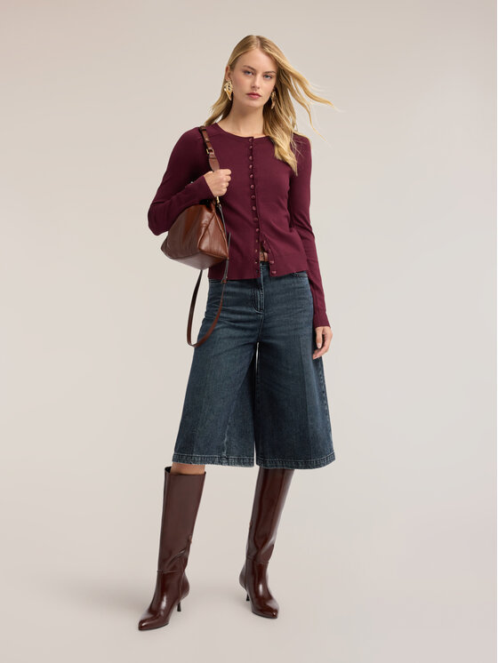 Motivi Motivi Cardigan M268W003984N036 Bordeaux Slim Fit