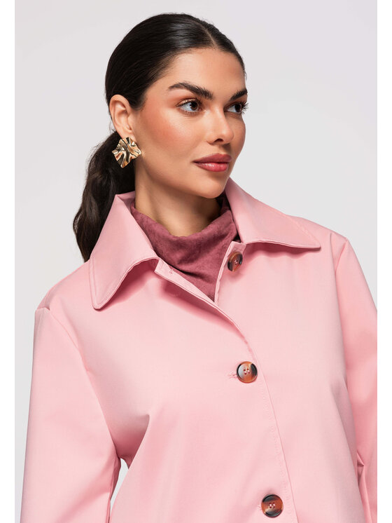 Ombre Ombre Płaszcz przejściowy OW-COLC-0114 Różowy Regular Fit