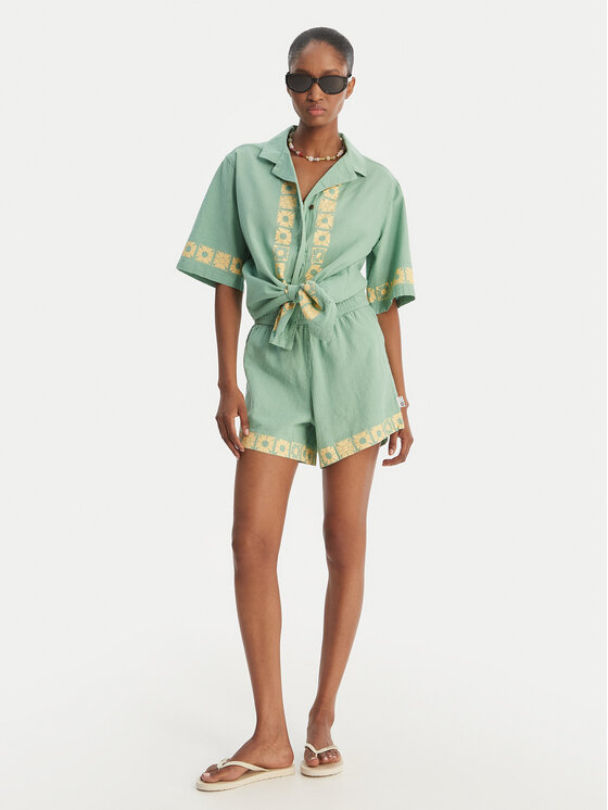 Quiksilver Quiksilver Medžiaginiai šortai Bahamas EQWNS03090 Žalia Regular Fit